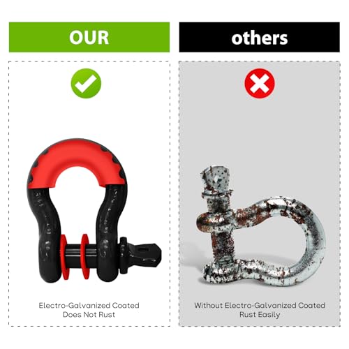 2 Pack D Ring Shackles 3/4" Shackle 41,887Ibs Break Strength - Heavy Duty Clevis Shackles with 7/8" Screw Pin and Isolator Washer Kit for Tow Strap Winch Off Road Vehicle Recovery, Black - color: BLACK-S