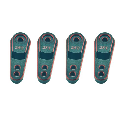4Pcs Aluminum Servo Horn 25T Steering Arm Upgrades Standard Servo Motors Compatible for Traxxas TRX4 Axial SCX10 Tamiya 1/10 RC Crawler Truck(Black Red)