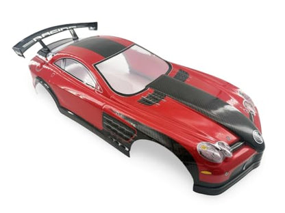 1/10 Scale RC Drift Racing Touring On Road Car Painted Body Shell, Spoiler Included, Pre-Cut, 258mm Wheelbase - Mercedes-Benz SLR McLaren Style - color: Red