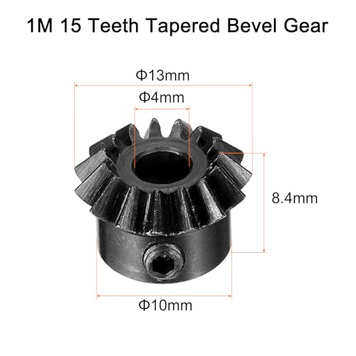 uxcell 2pcs Bevel Gear 0.8 Module 1:1 Reduction Rate 15T 4mm Hole Dia Bevel Pinion Gear 45# Steel, 45 Degree Steering Gear for Hardware Mechanical Rotation, Black - size: 4mm Bore