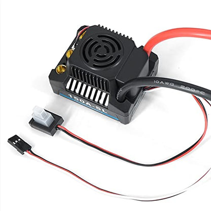 150A Brushless ESC, 2-4S LiPo Sensorless Electronic Speed Controller with 5A/5.8V BEC for 1/8 RC Car Truck Buggy Off-Road Car