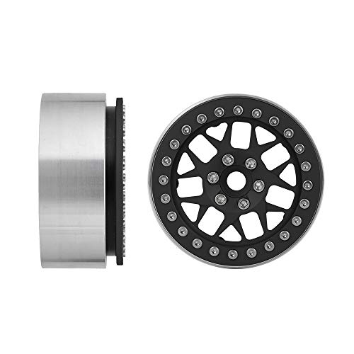 MORLORDY 4PCS RC 2.2 Beadlock Wheels Aluminum Alloy 2.2 inch Wheel Hubs Rims For 1/10 Scale RC Crawler Car SCX10 SCX10 II 90046 SCX10 III AXI03007 D90 TRX4 CC01 Upgrades - Black - color: Black