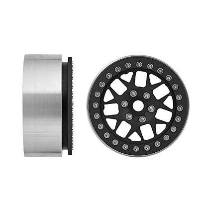 MORLORDY 4PCS RC 2.2 Beadlock Wheels Aluminum Alloy 2.2 inch Wheel Hubs Rims For 1/10 Scale RC Crawler Car SCX10 SCX10 II 90046 SCX10 III AXI03007 D90 TRX4 CC01 Upgrades - Black - color: Black