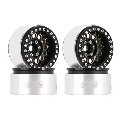 INJORA 1.9" 150g Brass & Aluminum -10mm Offset Wheels for 1/10 RC (Black) - color: Black