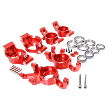 GTBRacing CNC Aluminum 7075-T6 Enlarge Bearing Front Steering Knuckle Block Rear Wheel Hub C Hub Set for 1/5 RC Car Traxxas XMaxx X-Maxx 6S 8S Upgrade Part (Front+Rear+C Hub Red) | 7075 Traxxas Xmaxx Hub - color: Front+rear+c Hub Red