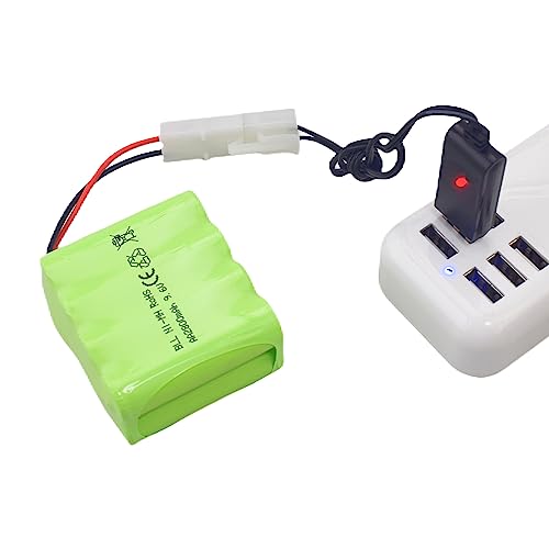 AA 9.6V 2800mAh Ni-MH High Capacity Battery with Tamiya Plug and USB Charging Cable for Toy Tank Engineering, Flat Semi-Trailer Truck, RC Car Spare Battery Pack