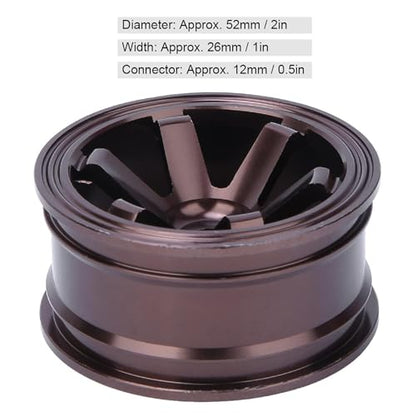 HERCHR 12mm Hex Hubs Metal Wheel Hub, 4pcs Aluminium Alloy Wheel Hub for Universal 1/10 Flat Running Drift RC Car Model Accessory Wheel Rims RC Wheel Rims Set Rc Drift Wheels(Coffee) - color: Coffee
