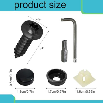 4 Sets Anti Theft License Plate Screws, Car License Plate Screws Kit, Stainless Steel Rustproof Security Bolts Fasteners, M6 (1/4") Tamper Proof Screws for Front Rear Frame Holder Mounting