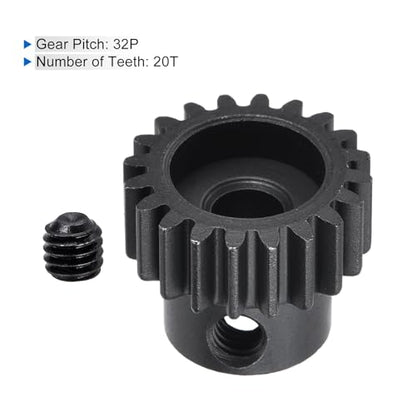 MECCANIXITY RC 32P Hardened Pinion Gear 5mm Shaft 20T Motor Gears Carbon Steel for RC Car Boat Drone - style: 20T