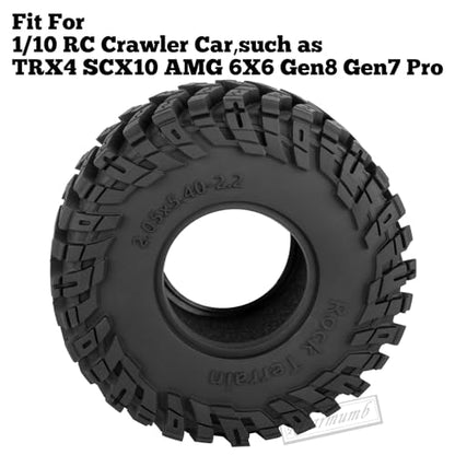 2.2 Inch RC Crawler Tires for 1/10 TRX4 SCX10 Capra AMG 6x6 Gen8 Everest Gen7 Pro Off-Road Vehicles,All-Terrain High Grip Soft Rubber Tires w/Deep Tread & Foam Insert,StyleB - style: StyleB(4pcs)