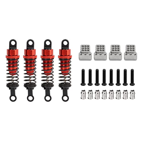 4Pcs RC Shock Absorbers, 64mm Aluminum Alloy Shock Absorber Oil Damper Adjustable Remote Control with Shock Mount Red - size: Red