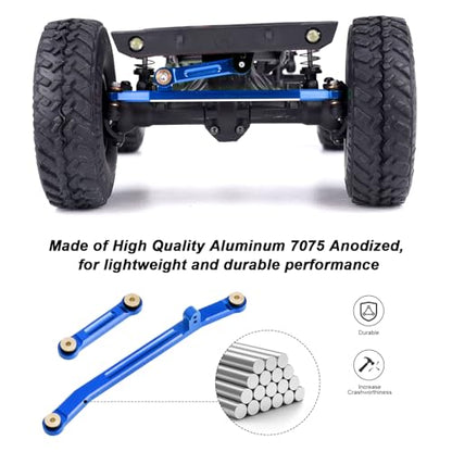 Hobbypark Aluminum Steering Rod Tie Links High-Tightening Linkage for Axial SCX24 Gladiator Bronco C10 JLU Deadbolt B17 1/24 RC Crawler (Blue) - color: Blue