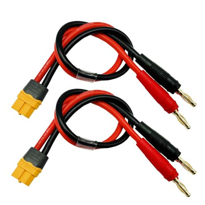 2pcs XT60H (XT60 Upgarded Female Connector Plug to 4mm Banana Plugs Battery Charge Lead Adapter Cable 12awg 30cm - style: 2Pcs XT60H Female Charge cable