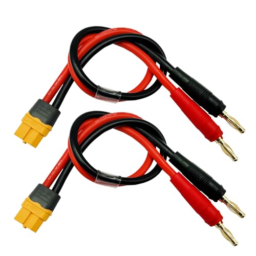 2pcs XT60H (XT60 Upgarded Female Connector Plug to 4mm Banana Plugs Battery Charge Lead Adapter Cable 12awg 30cm - style: 2Pcs XT60H Female Charge cable