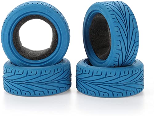 1/10 RC On-Road Car Tyres,WONFAST 4PCS 65mm Grain Drift Rubber RC Tire Replacement for 1/10 RC On Road Run-flating Racing Car for HSP Tamiya HPI Kyosho(Blue) - color: 65mm-Blue
