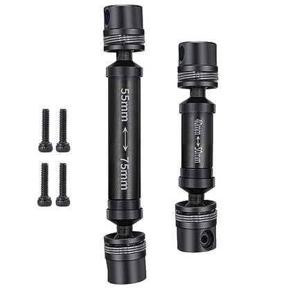 RCHUBAM 2pcs Front Rear Center Driveshaft for 1/18 TRX4M RC Upgrade Parts | 1144 Steel 40-50mm and 55-75mm Drive Shaft - color: Black