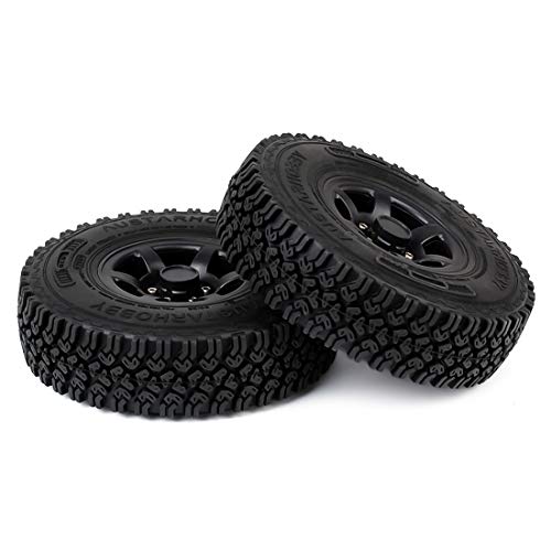 4PCS/Set RC Car 1.55 Inch Beadlock Plastic Wheel Rim Rubber Tires Compatible with 1/10 RC Crawler Car Axial AX90069 D90 TF2 Tamiya CC01 LC70 (Black) - color: Black