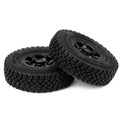 4PCS/Set RC Car 1.55 Inch Beadlock Plastic Wheel Rim Rubber Tires Compatible with 1/10 RC Crawler Car Axial AX90069 D90 TF2 Tamiya CC01 LC70 (Black) - color: Black