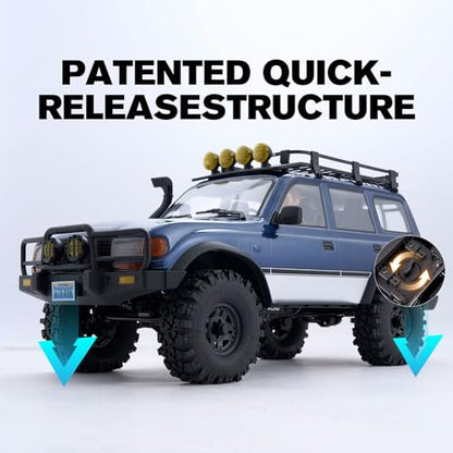 FMS 1/10 FCX10 PRO RC Crawler Land Cruiser LC80 RS Toyota Licensed,Upgraded Brushless Motor 3541-KV2100, 4WD Off-Road RC Rock Truck, 2.4GHz Hobby Grade Remote Control Car for Adults RS(no battery) - color: Blue