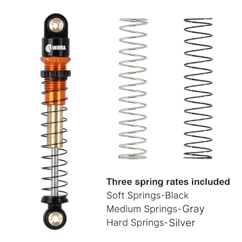 INJORA 43mm Aluminum Threaded Shocks Absorber Damper for 1/24 SCX24(Gold) - color: Gold