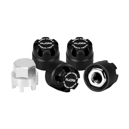 INJORA M2.5 Wheel Lock Nuts with Aluminum Cap for 1/18 RC Crawlers Upgrade(Black) - color: Black