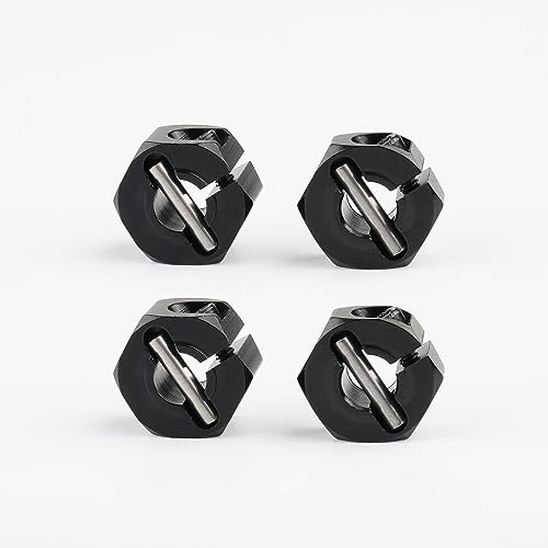 5mm & 7mm Thickness Aluminum 12mm Hex Wheel Hub Adapters with Screws Pins for 1/10 RC Cars Buggy Truck Crawler HSP Traxxas Redcat Arrma Tamiya etc, Black