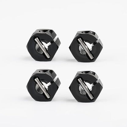 5mm & 7mm Thickness Aluminum 12mm Hex Wheel Hub Adapters with Screws Pins for 1/10 RC Cars Buggy Truck Crawler HSP Traxxas Redcat Arrma Tamiya etc, Black