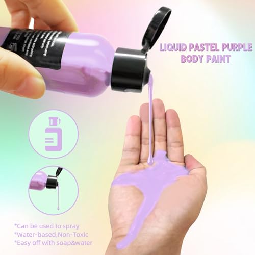 Go Ho Pastel Purple Face Body Paint(2.1 oz),Pastel Purple Makeup Water Based Face Paint and Body Paint for Airbrush Makeup Special FX, Cosplay, and Halloween Make up - color: Pastel Purple