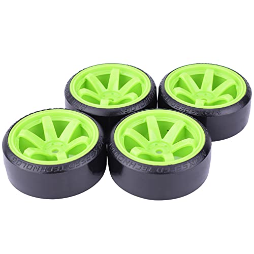 4Pcs 63mm RC Drift Car Tires Hard Tyres Plastic Wheel Rims for 1/10 On-Road Drifting Car for HSP Tamiya HPI Kyosho Spare Parts(Green) - color: Green