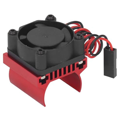 VGEBY RC Cooling Fan, Efficient Motor Heat Dissipation 1/18 Scale Heatsink for Remote Control Cars Enthusiasts and Off-Road Racing Scenarios - color: Red