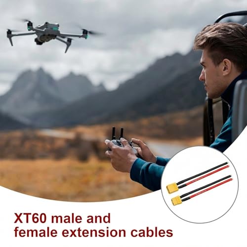 6 Pcs XT60 Connector Plug Cable with Plug and Socket Pigtail Leads, XT60 Connector Adapter with 100 mm Ultra‑Flexible Silicone Wire, Suitable for RC LiPo Battery Drone, Car, Boat (12 Pcs) - color: 12 Pcs