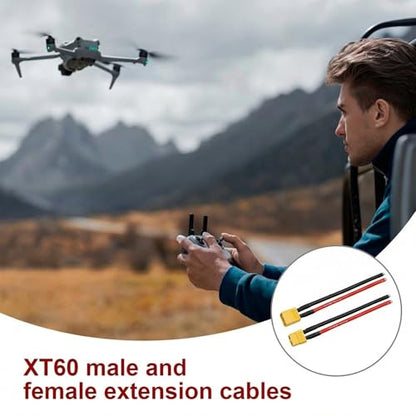 6 Pcs XT60 Connector Plug Cable with Plug and Socket Pigtail Leads, XT60 Connector Adapter with 100 mm Ultra‑Flexible Silicone Wire, Suitable for RC LiPo Battery Drone, Car, Boat (12 Pcs) - color: 12 Pcs