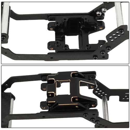 Carbon Fiber Chassis Kit Frame Girder with Brass Skid Plate for 1/18 RC Crawler TRX4M Bronco LCG Upgrade Part (with Skid Plate)