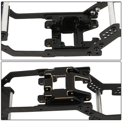 Carbon Fiber Chassis Kit Frame Girder with Brass Skid Plate for 1/18 RC Crawler TRX4M Bronco LCG Upgrade Part (with Skid Plate)
