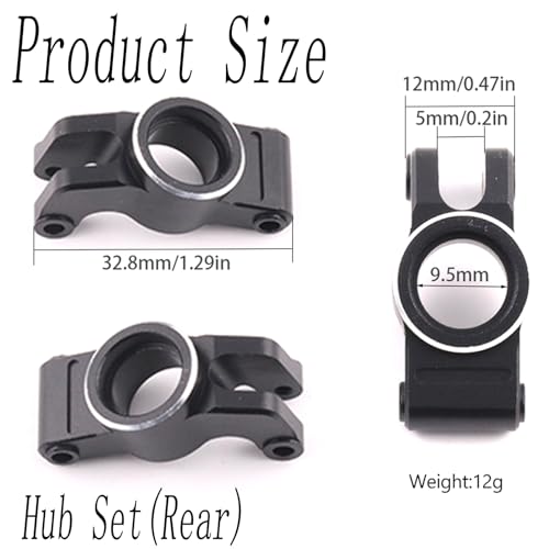 Front Knuckle Spindle + Rear Hub Set Aluminium Upgrade Parts for Arrma 1/18 Granite Grom Mega 380 Brushed 4X4 Monster Truck & Typhon Grom Mega 380 Brushed 4X4 Small Scale Buggy, Black (4PCS) - style: Front Steering Cup-Rear Hub- Black
