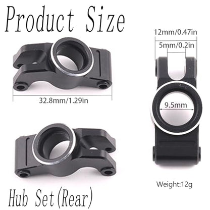 Front Knuckle Spindle + Rear Hub Set Aluminium Upgrade Parts for Arrma 1/18 Granite Grom Mega 380 Brushed 4X4 Monster Truck & Typhon Grom Mega 380 Brushed 4X4 Small Scale Buggy, Black (4PCS) - style: Front Steering Cup-Rear Hub- Black