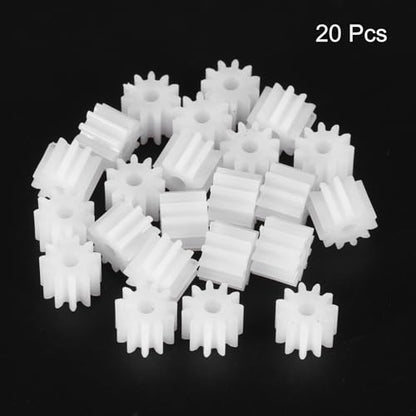 MECCANIXITY 20 Pcs Plastic Gears 11 Teeth Plastic Motor Gear Model 112A Reduction Gear for RC Car Model DIY Robot (White, Module 0.5) - style: 11 Teeth