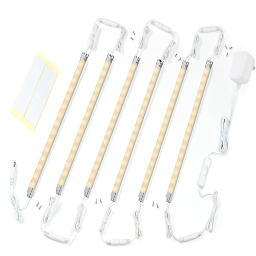 Premium LED Light Strips Kit: 6 x 12 Linkable Bars + Rocker Switch for Warm White Ambient Lighting in Cabinets, Closets, Shelf, Display Case, Showcase Lighting, 3000K Warm White | 3000K Warm White, PCB Cabinet Lighting for Kitchen Shelf, Display Case, Boo