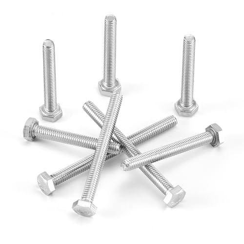 M4 x 30mm 35mm 40mm 45mm 50mm Heavy Duty Hexagon Bolts Hex Head Screws, 304 Stainless Steel, Metric Machine Fully Threaded, Bright Finish, Assortment Kit 50PCS - size: M4 x 30/35/40/45/50mm (50PCS)