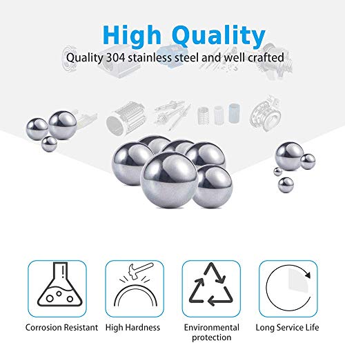 690 Piece 1-10mm 15 Sizes Metric Precision 304 Stainless Steel Assorted Loose Bicycle Bearing Steel Ball Assortment Kit - size: 0.039 - 0.394 in