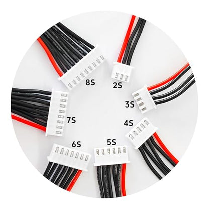 10PCS JST-XH 8S Balance Extension Cable, 3.9" 22AWG Silicone Lead Wire for LiPo Battery Charger, RC Balance Plug Connector Adapter - size: 8S