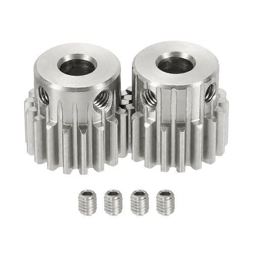 uxcell 2Pcs 1 Mod 18T Spur Gear 6.35mm Bore, 304 Stainless Steel Pinion Gear, 20°Pressure Angle, for Spur Rack and RC Model Car or Motor DIY(16mm) - size: 1 Mod 18T, 6.35mm x 16mm