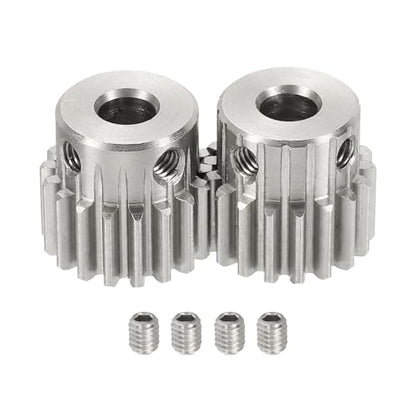 uxcell 2Pcs 1 Mod 18T Spur Gear 6.35mm Bore, 304 Stainless Steel Pinion Gear, 20°Pressure Angle, for Spur Rack and RC Model Car or Motor DIY(16mm) - size: 1 Mod 18T, 6.35mm x 16mm