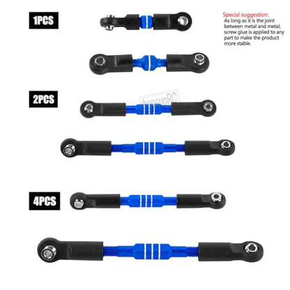 RC Upgrades Part Adjustable Turnbuckles Camber Links Toe Link for 1/10 Slash/Rustler/Stampede/Bandit VXL 4WD 4X4.Alloy Front&Rear Link Set,Navy Blue - color: Blue(for 1/10)
