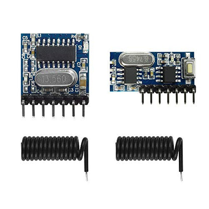 QIACHIP Wireless 433Mhz RF Module Receiver and Transmitter Remote Control Built-in Learning Code 1527 Decoding 4 Channel Output (Transmitter and Receiver kit) - style: Transmitter and Receiver kit