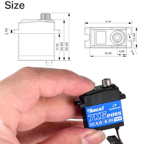 7KG Servo 2065 Micro Servo with Mount and Servo Horn Trx4m Steering Servo Waterproof High Torque Servo for TRX4M 1/18 RC Crawler Upgrade Parts