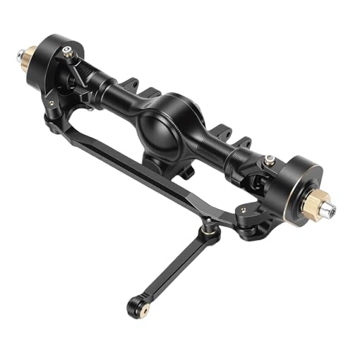 Drfeify RC Front Axle, Aluminum Brass Portal Upgrade Kit with Housing for 1/24 SCX24 RC Crawler Axle Housing Assembly Black