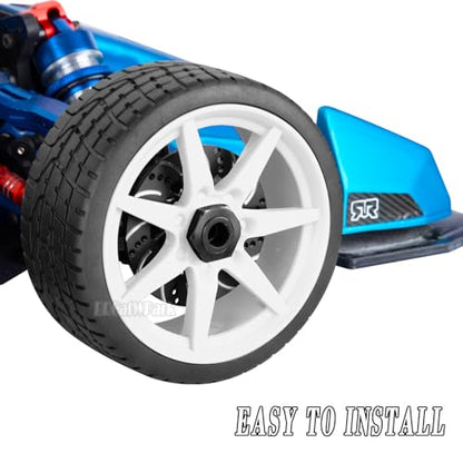 RC Highway Tires Wheel for 1/7 Infraction 6S BLX/Limitless,1/8 Typhon 6s BLX,7 Spokes Wheel Rim & Rubber Highway Tires RC Drift Tires,White - color: White - (4pcs Highway Tires)