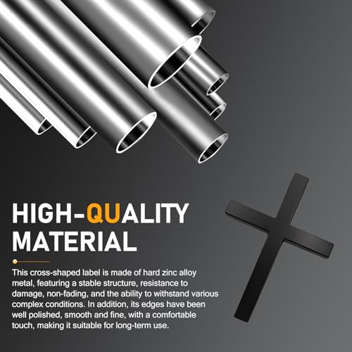 2 PCS Metal Cross Badge Decal, Alloy 3D Cross Auto Sticker, Self-adhesive Scratch Covering Emblem Sticker, Universal for Car Trunk Rear Fender Side Fender (Black)