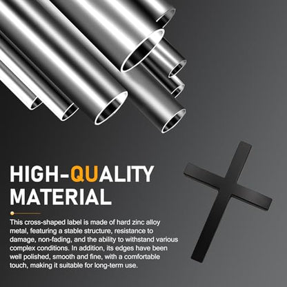 2 PCS Metal Cross Badge Decal, Alloy 3D Cross Auto Sticker, Self-adhesive Scratch Covering Emblem Sticker, Universal for Car Trunk Rear Fender Side Fender (Black)